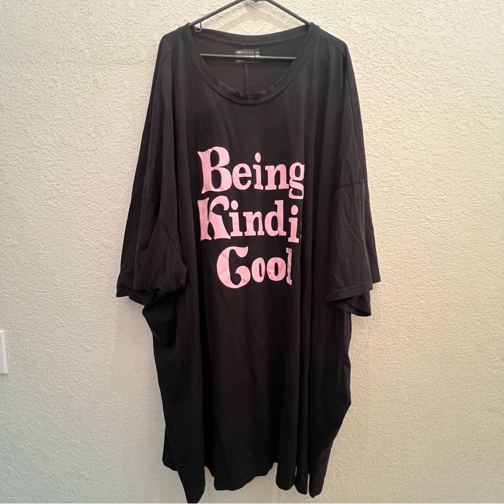 Black Oversized T-Shirt with Pink Graphic